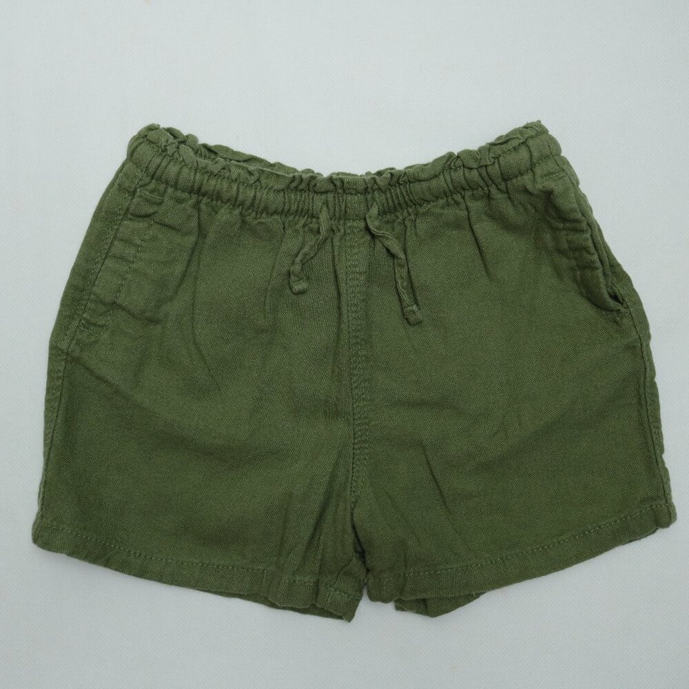 Old Navy Toddler Girls Olive Striped Linen Shorts Set Size 3T - Picture 2 of 7